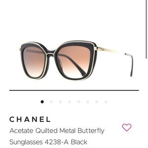 Acetate Quilted Metal Butterfly Sunglasses 4238-A Black